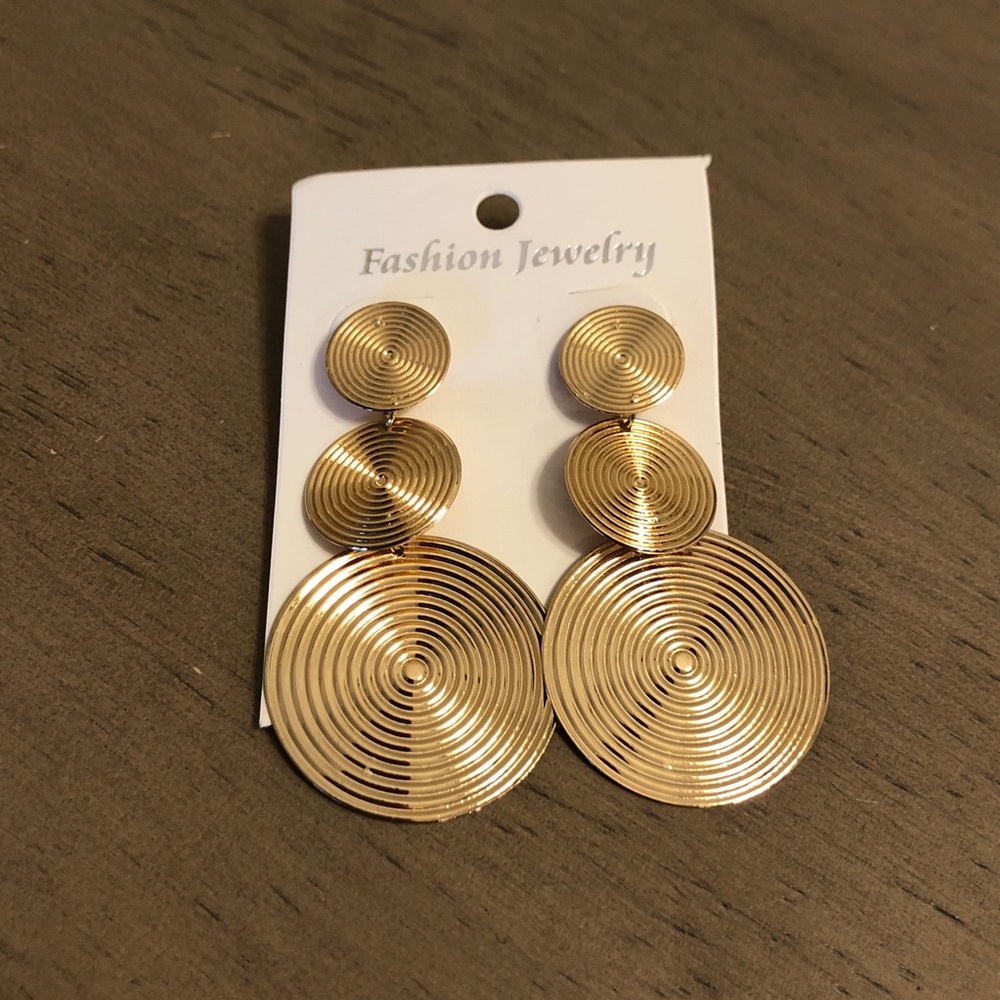 Fashion Jewelry - Gold Tone Lightweight Spiral Drop Earrings